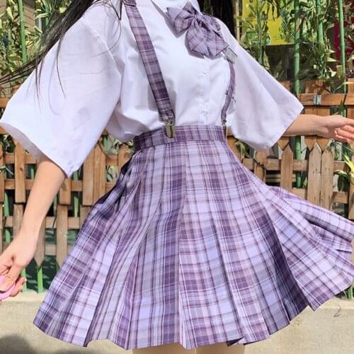 Girls Summer High Waist Pleated Skirts Plaid Skirts Women Dress For JK School Uniform Students Cloths