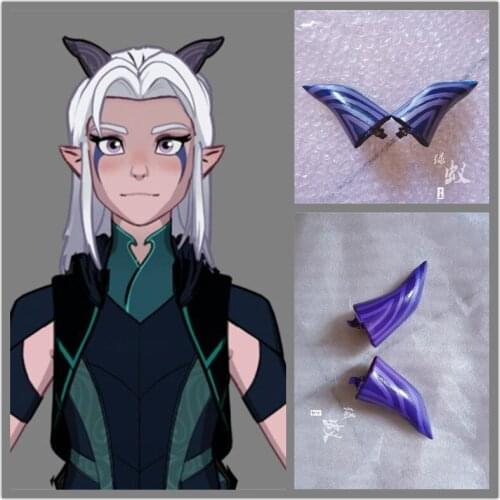 1 Pair The Dragon Prince Rayla Cosplay Horns Head Clip Headwear Hairwear Cosplay Props Accessories Hair Clip Halloween Christmas