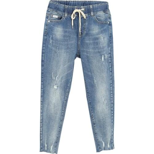 High Waist Boyfriend Jeans For Women Fashion Jeans Woman Ankle Length Harem Denim Pants Casual Ripped Hole Jeans Plus Size 5XL