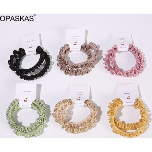 2pcs Womens Lace Hair Circle Korean Style High Elasticity Muticolor Ponytail Holder Hair Accessories for Women PT