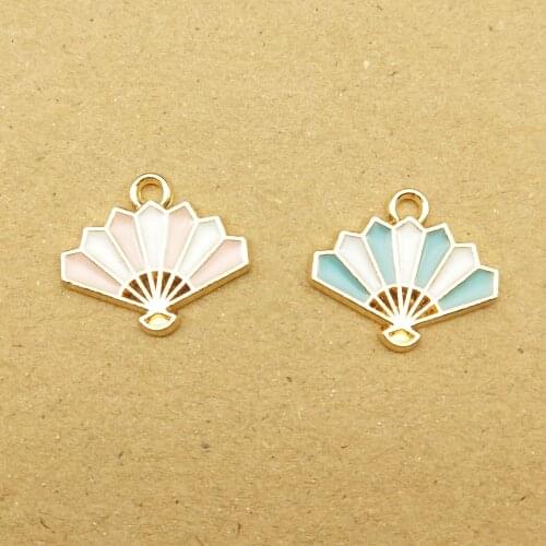 10pcs 14x16mm enamel fan charm for jewelry making and crafting fashion earring pendant bracelet necklace charms
