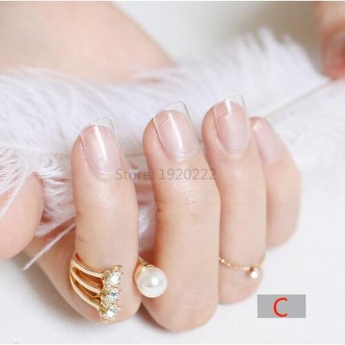 2020 fashion beautiful candy color Nail finished fake nails short paragraph 24pcs Transparent C