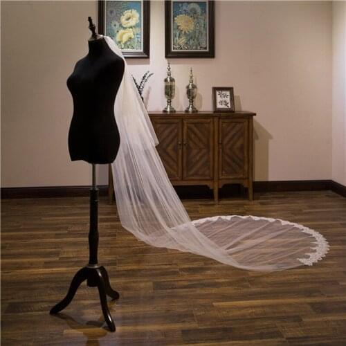 3m*1.5m Long Wedding Veil Soft Tulle with Sparkling Applique Bridal Veil High Quality Wedding Accessories Free Shipping 2021