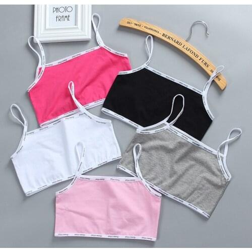 3Pcs Children Girl Bra Cotton Letters Printed Teens Underwear Summer Kids Vest for 8 9 10 11 12 13 14 15 Years Old Wholesale