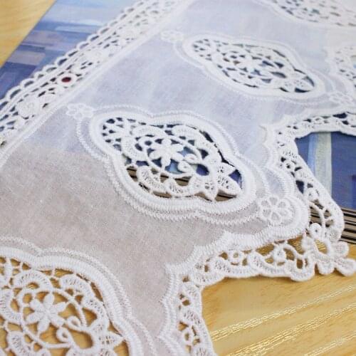 5Yds/lot White Vintage Pattern Cotton Cloth Hollow Out Lace Trim 17CM Wide Lace Fabric DIY Crafts Clthes Accessories