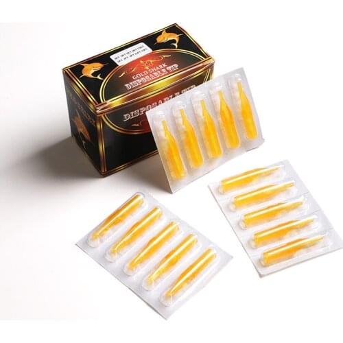 New 50pcs Disposable Yellow Tattoo Needle Tip FT DT RT