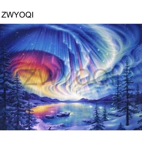 5DDIY Diamond embroidery Cross stitch Full Square Diamond painting Cloud flower lake Full Round Diamond mosaic Cloud flower lake