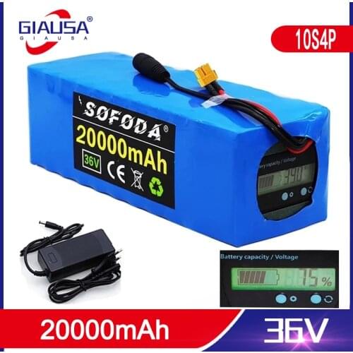 36V20AH Electric Bike Battery 20A BMS Lithium Battery Pack 36 Volt with Ebike Battery XT60 plug with Capacity Indicator+charger