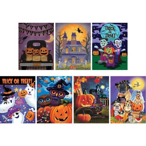 5D Diamond Painting DIY Halloween Night Full Drill Round Rhinestone Diamond Painting for Festival Halloween Party Home Decor