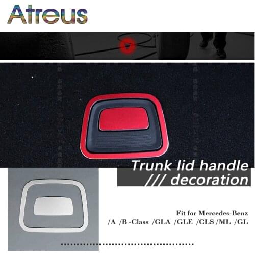 Atreus Car Trunk Button Stickers For Mercedes Benz W176 W246 C117 W218 X166 A B GLA GLE CLS ML GL Class Auto Accessories