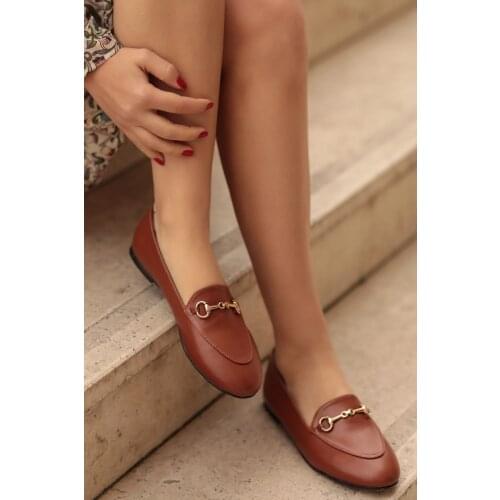 Mio Gusto Sabine Taba Buckled Ballerina