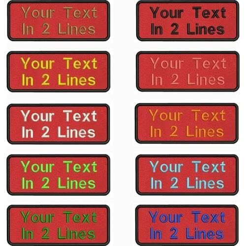 Red background 10X4cm Embroidery Custom Name Text Patch Stripes badge Iron On Or Velcro Backing Patches For Clothes Backpack