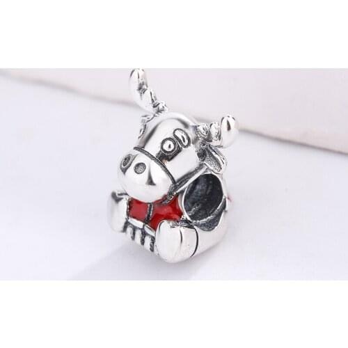 Animal Pendant Charm Moose Maple Leaf 925 Sterling Silver Original Beads For Pandora Bracelet Fine Jewelry Women DIY Making