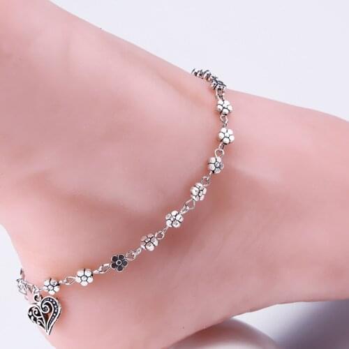 Women Foot Chain Alloy Anklet Hollow Plum Flower Heart-Shaped Feet Jewelry Gifts NOV99