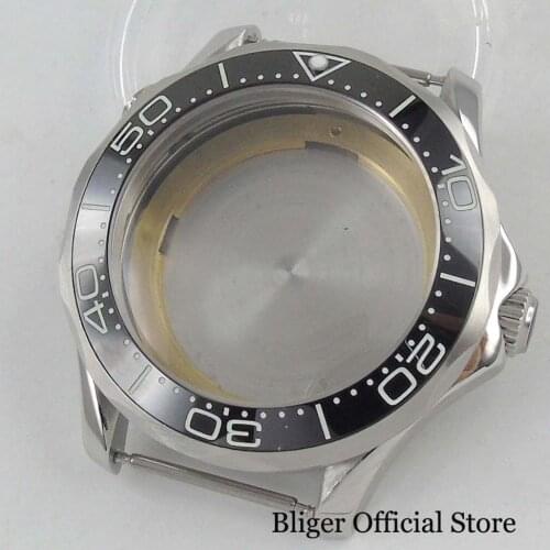 Fit for MIYOTA Movement New Watch Tool 41mm Silver Color Watch Case With Black Ceremic Bezel