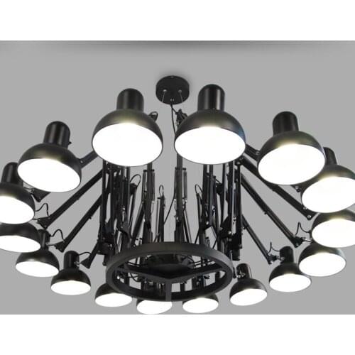 Black White Vintage Spider Iron Chandelier Industrial Metal Hanging Lamp for Indoor decoration