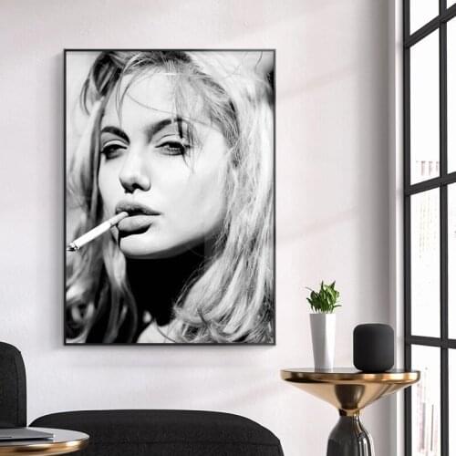 Black and White Retro Style Decorative canvas Paintings Cool Smoking Woman Posters and Prints Cafe Bar Wall Art Pictures cuadros