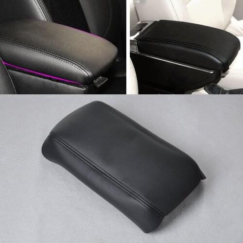 CITALL 1Pc New Leather Auto DIY Black Front Console Lid Armrest Cover Decoration for Honda Accord 2003 2004 2005 2006 2007