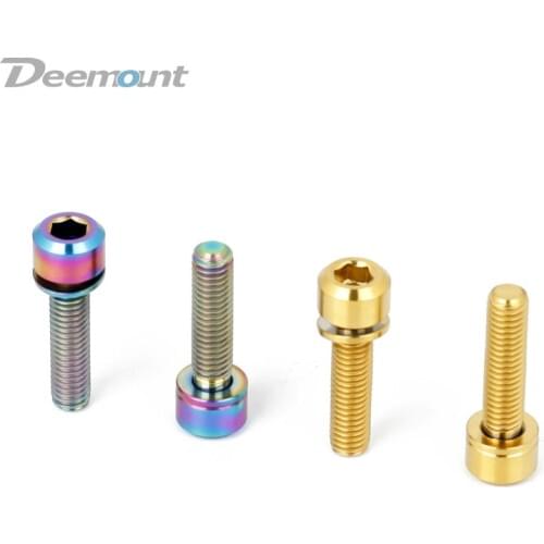 Deemount 6pcs/Lot Titanium TC4 Bolts M5x18 Hex Headed W/Washer for Stem Shifter Seatpost Clamp Ti Screw Bicycle Fastening Parts