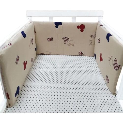 Baby Bed Crib Bumper U-Shaped Detachable Zipper Cotton Newborn Bumpers Infant Safe Fence Line bebe Cot Protector Unisex