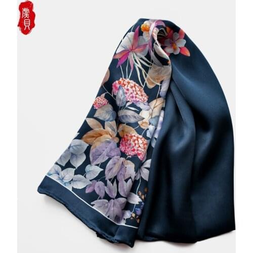Chinese style Long scarf women 100% natural silk satin scarves fashion hot sale Brand foulard lady shawl mother or wife gifts