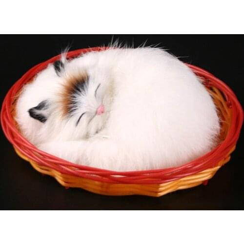 The cat cat nap simulation creative gift Home Furnishing ornaments car accessories toy cat model with basket ornaments