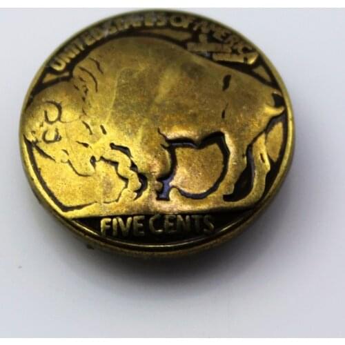 KBC02) 10pc Metal belt concho 7/8'' Buffalo Head Concho Screwback Antique-Brass