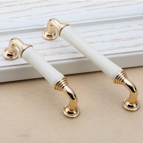 Ceramic Knobs Dressers Cupboard Door Pulls Cabinet Pulls, Kitchen Cabinet Handles Zinc Alloy Furniture Drawer Pulls, Golden
