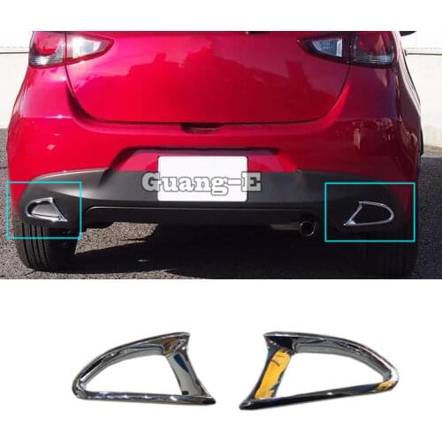 Car body ABS Chrome cover trim back tail rear fog light hood lamp frame stick part 2pcs For Mazda 2 Demio 2015 2016 2017 2018