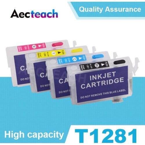 Aecteach T1281 T1282 T1283 T1284 Refillable Ink cartridge for Epson Stylus S22 SX130 SX125 SX235W SX435W SX425W Printer