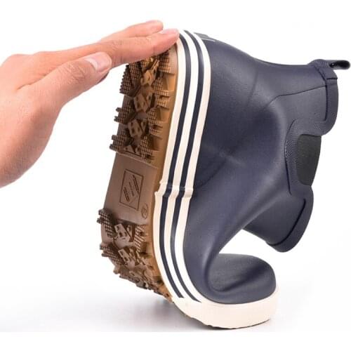 Fashion mens spring and summer rain boots non-slip rubber fishing water low light help for rubber motorcycle wading boots shoe