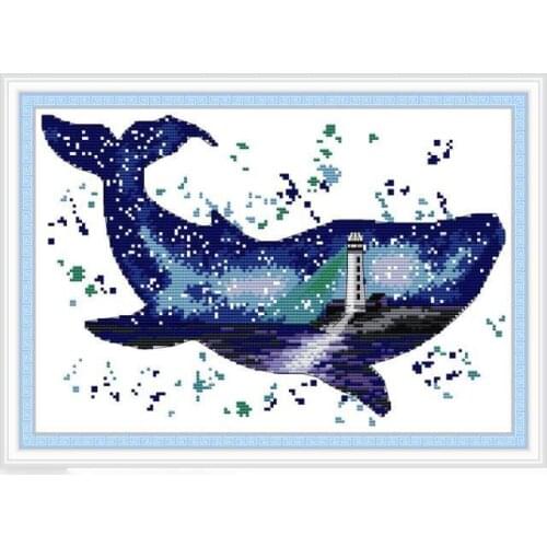 The World of Whales Joy Sunday Cross Stitch Kits Printing 14CT 11CT Counted Cross Stitch Kit Handmade Embroidery Needlework Sets