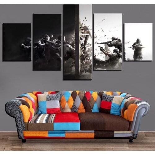 Wall Poster And Prints Pop Game Picture 5 Pieces Rainbow Six Siege Canvas Painting Frame Artwork HD Prints Home Decor Kids Room
