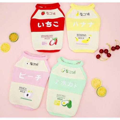 New Style Cool Pet Clothing Letters Print Strawberry Banana Fruit Breathable Cotton Dog Puppy Clothes Vest T-shirt for Summer
