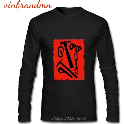 Newest rock Climbing T Shirt Long Sleeve Round Collar Cotton T-shirt Men Retro Climbing tools Fans Harajuku Tees Tops Clothing