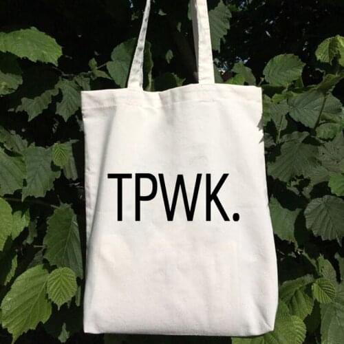 Treat People With Kindness Canvas Big Capacity Harajuku Women Bags Letter Casual Vintage Fashion Funny Shoulder Bag M
