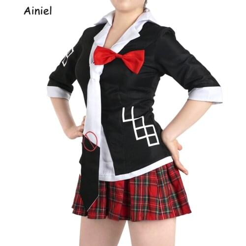 Game Danganronpa Junko Enoshima Cosplay Costume Dangan Ronpa Suits Top and Skirt School Uniforms Outfits Monokuma Hairpins Wigs