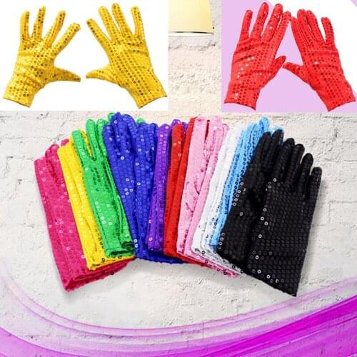 1 Pair Sequined Boy Girl Gloves Evening Party Costume Gloves Kindergartens Dance Performance Kids Gloves 10 colors Women Golves