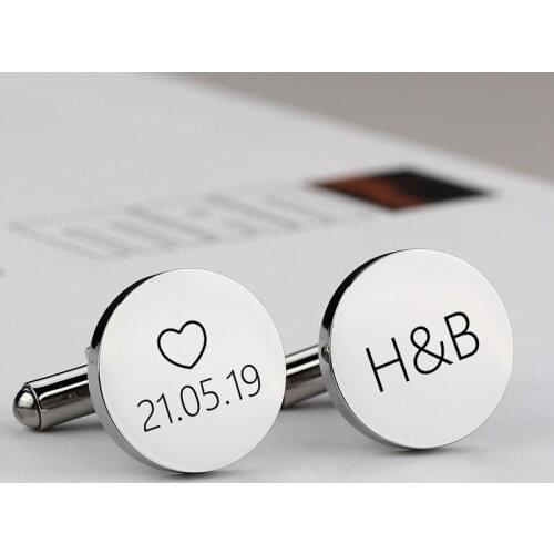 Personalized Stainless Steel Shirt Cuff Button Custom Wedding Gifts Mens Cufflinks