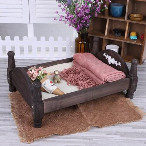 Newborn Posing Detachable Mini Retro Bed Baby Photo Shooting Props Wooden Crib Infant Photograph Accessory