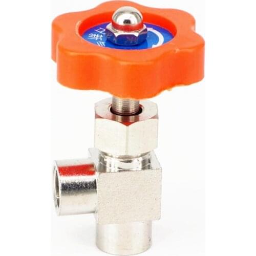 ELbow Nickel-Plated Brass Needle Valve 1/4" BSP Female x 1/4" BSP Female Threaded Max Pressure 0.8 Mpa