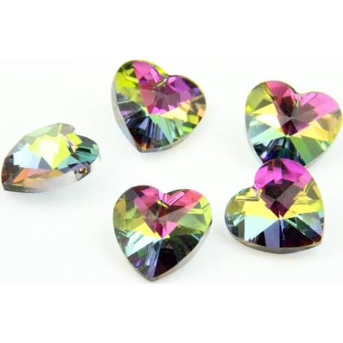 Glass Crystal Rainbow Heart Beads 28mm 100pcs With One Hole For Pencil Box Beads Ornament Free Shipping