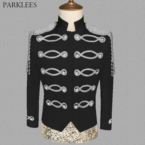 Stylish Military Blazer Men Slim Fit England Stage Costumes for Singers Mens Blazer Jacket Steampunk Victoria Cosplay Costume