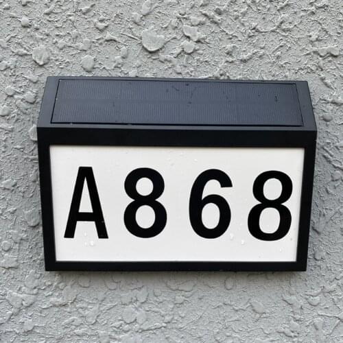 ABS Solar Powered Number Plaque Waterproof IP44 House Light Street Garden Address Sign Outdoor Lamp Bronze Black Shell