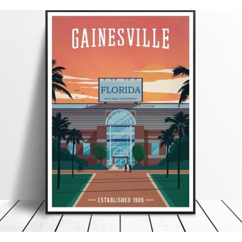 VINTAGE GAINESVILLE FLORIDA Painting Canvas poster Wall Art Pictures for Living Room Home Decoration No Frame