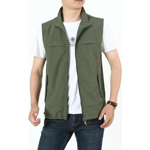 Military Hunting Vests Wearing Vest On Both Sides Tactical Fishing Hiking Vests Black Side zipper Army Vest Short Sleeves Jacket