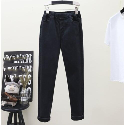 Womens Elastic High Waist Skinny Jeans Plus Size Fashion Women Black Blue Pocket Mom Jeans Skinny Stretch Denim Pants