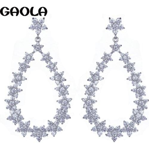 2015 Factory Waterdrop AAA CZ Earrings for Women Bridal Wedding Jewelry Luxury Banquet Dress Accessories GLE4508