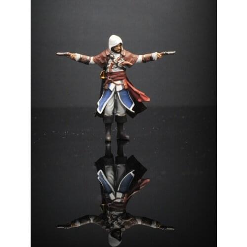 1:64 Scale Resin Die-casting Double-gun Stabbing Guest Puppet Model Car Scene Model Layout Collection Decoration Toy