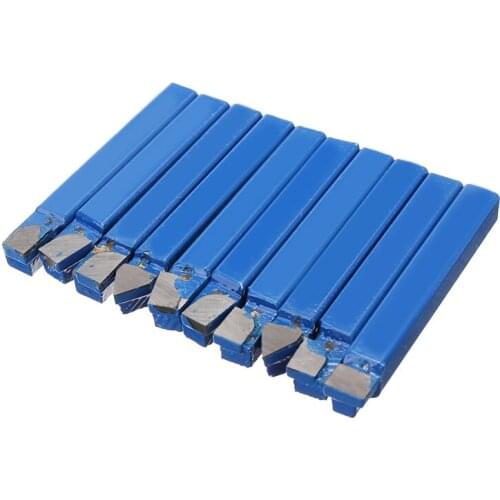 10Pcs 1/4" Carbide Tip Tipped Cutter Tool Bit Cutter Set Metal Lathe Tool Blue For CNC Lathe Turning Tool Boring Bit